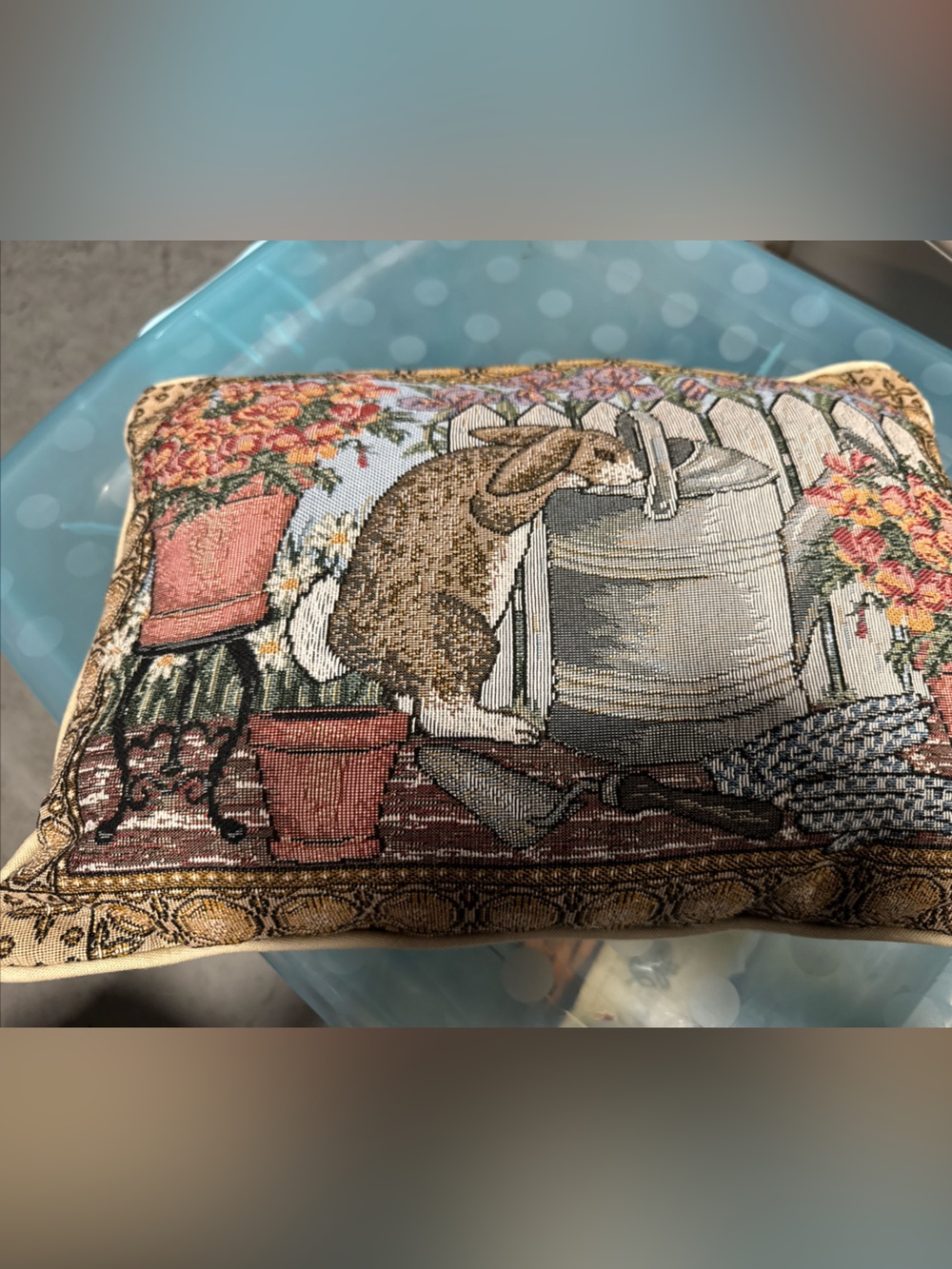Desigual Brown, Pink and Blue Garden Rabbit Accent Pillow